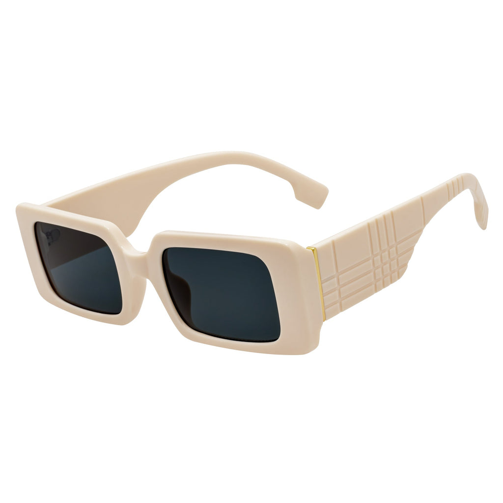 PLAZA - Small Rectangle Sunglasses Creme Smoke