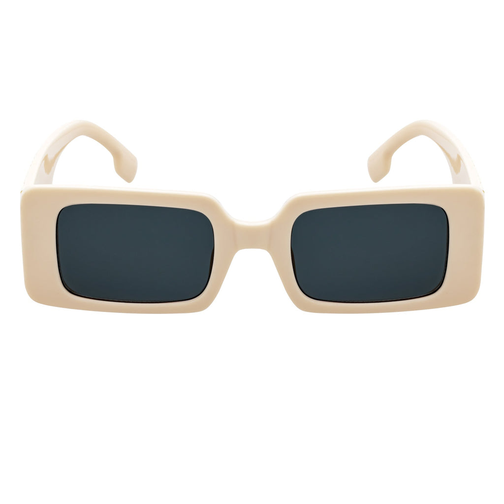 PLAZA - Small Rectangle Sunglasses Creme Smoke