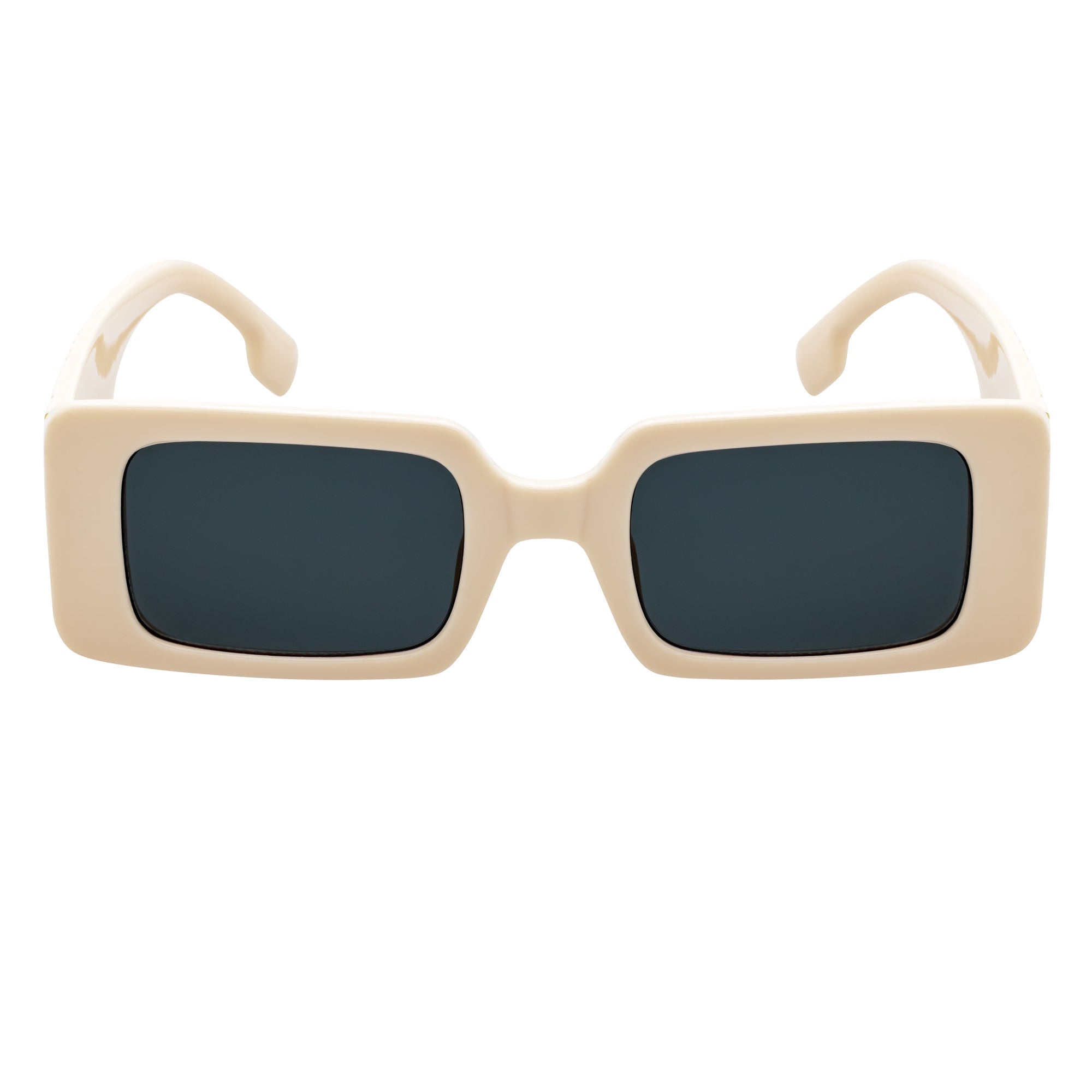 PLAZA - Small Rectangle Sunglasses Creme Smoke