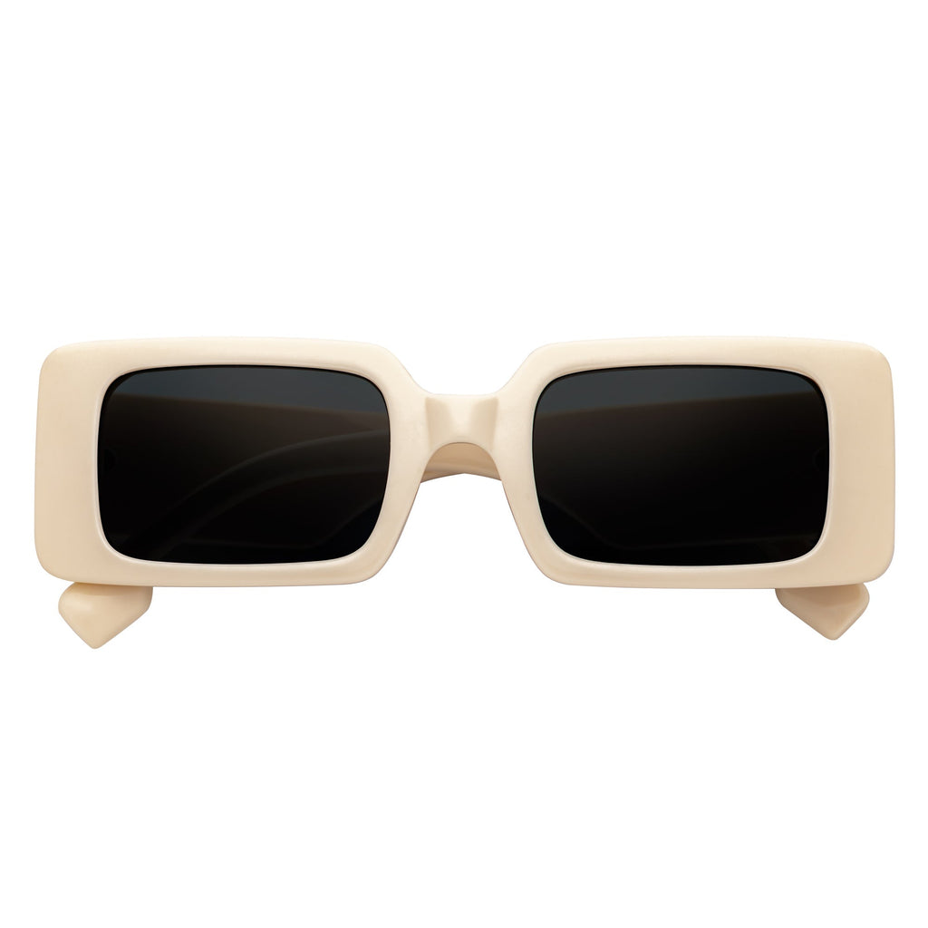 PLAZA - Small Rectangle Sunglasses Creme Smoke